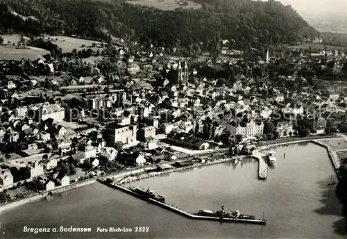 AK / Ansichtskarte Bregenz_Vorarlberg Hafen Bodensee Fliegeraufnahme Bregenz Vorarlberg