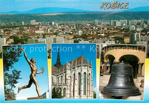 AK / Ansichtskarte Kosice Stadtpanorama Plastik Statue Dom Glocke Kosice