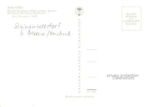 AK / Ansichtskarte Rosciszow Sanatorium Kirche 