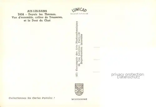 AK / Ansichtskarte Aix les Bains Depuis les Thermes Vue densemble colline de Tresserve et la Dent du Chat Aix les Bains