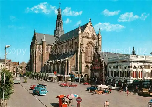 AK / Ansichtskarte Haarlem Groote Markt met Grote of St Bavokerk Haarlem