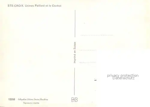 AK / Ansichtskarte Sainte_Croix_VD Usines Paillard et le Cochet Sainte_Croix_VD