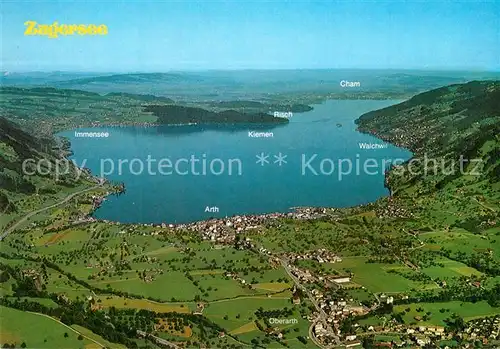 AK / Ansichtskarte Zugersee Fliegeraufnahme Zugersee