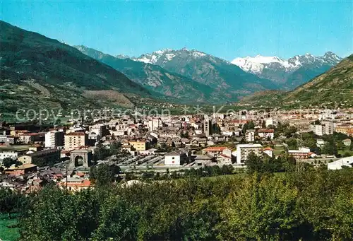 AK / Ansichtskarte Aosta Veduta generale Sfondo il piu grande ghiacciaio dItalia Ruitor Aosta