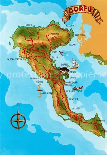 AK / Ansichtskarte Corfu_Korfu Inselkarte Corfu Korfu