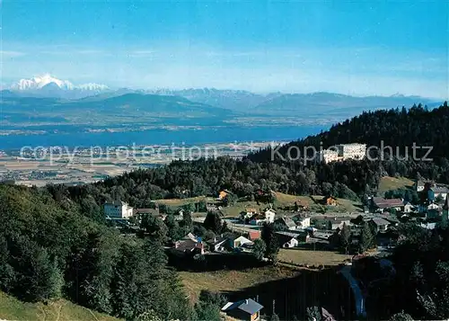 AK / Ansichtskarte Saint Cergue_Nyon_Suisse Le Mont Blanc et le Lac Leman Vue aerienne 