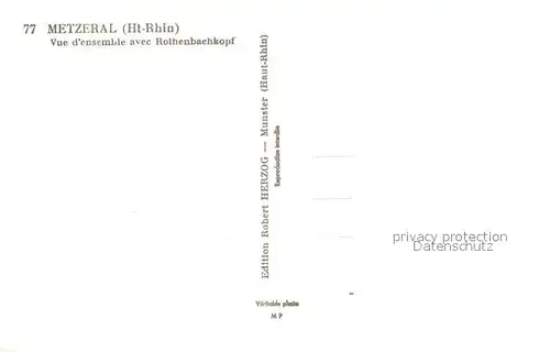 AK / Ansichtskarte Metzeral_Haut_Rhin avec Rothenbachkopf Metzeral_Haut_Rhin