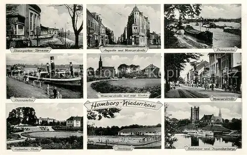 AK / Ansichtskarte Homberg_Niederrhein Augusta M?erserstrasse Rheinpartie Hubertusplatz Homberg Niederrhein