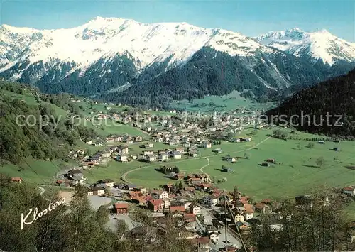 AK / Ansichtskarte Klosters_Dorf Panorama Gaeuggeli Quartier mit Gatschiefer Alpen Klosters_Dorf