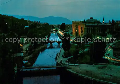 AK / Ansichtskarte Sarajevo Stadtpanorama Nachtaufnahme Sarajevo