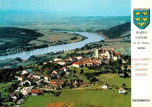 AK / Ansichtskarte Maria_Taferl Fliegeraufnahme Donau Barocke Basilika  Maria Taferl