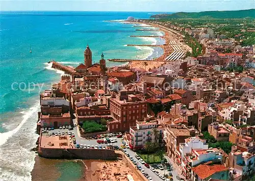 AK / Ansichtskarte Sitges Costa Dorada Fliegeraufnahme Sitges