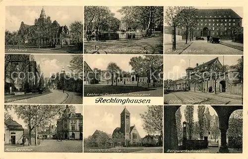 AK / Ansichtskarte Recklinghausen_Westfalen Rathaus Schwanenteich Polizeipraesidium Kunibertitor Kirche  Recklinghausen_Westfalen