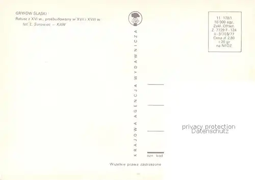 AK / Ansichtskarte Gryfow_Slaski_Greifenberg Ratusz Rathaus Gryfow_Slaski_Greifenberg