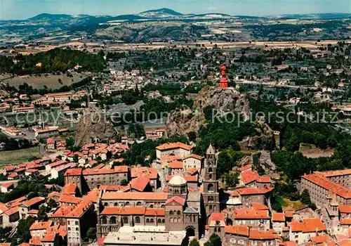 Le_Puy en Velay Cathedrale Rocher Corneille Statue colossale de Notre Dame de France Monts des Cevennes vue aerienne Le_Puy en Velay