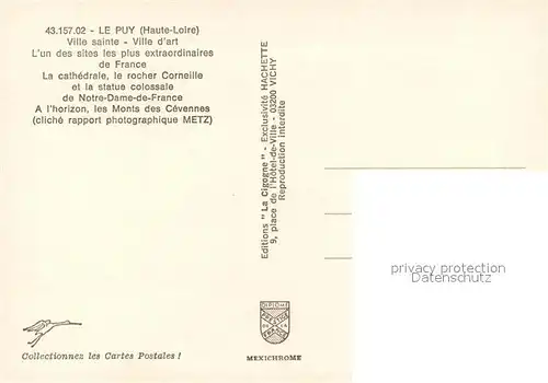 Le_Puy en Velay Cathedrale Rocher Corneille Statue colossale de Notre Dame de France Monts des Cevennes vue aerienne Le_Puy en Velay