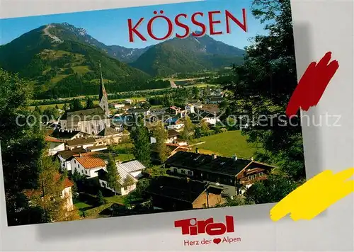 Koessen_Tirol Panorama Ferienort im Kaiserwinkel mit Blick zum Unterberg Koessen Tirol