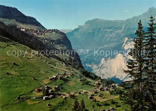 Gimmelwald_Interlaken und Muerren Blick gegen Wengen Maennlichen Berner Alpen Gimmelwald_Interlaken