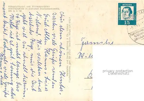 AK / Ansichtskarte Hinterzarten Fliegeraufnahme  Hinterzarten