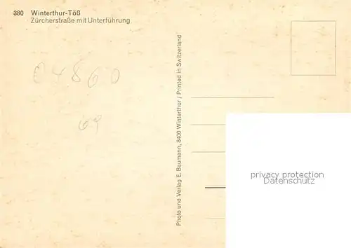 AK / Ansichtskarte Winterthur_ZH T?ss Z?rcherstrasse Winterthur ZH