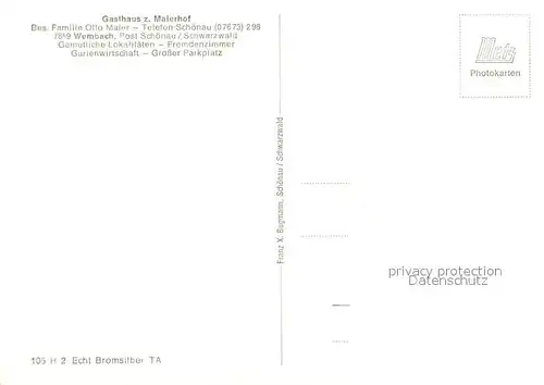 AK / Ansichtskarte Wembach_Schwarzwald Gasthaus zum Maierhof Wembach Schwarzwald