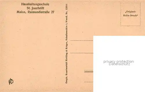 AK / Ansichtskarte Mainz_Rhein Haushaltungsschule St Josefstift In der Freistunde Mainz Rhein