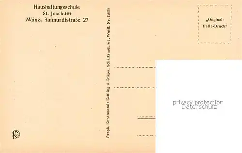 AK / Ansichtskarte Mainz_Rhein Haushaltungsschule St Josefstift Speisesaal Mainz Rhein