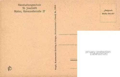 AK / Ansichtskarte Mainz_Rhein Haushaltungsschule St Josefstift Kongregationsfahne Mainz Rhein