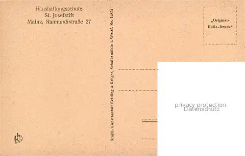 AK / Ansichtskarte Mainz_Rhein Haushaltungsschule St Josefstift Sonntagmorgen Mainz Rhein