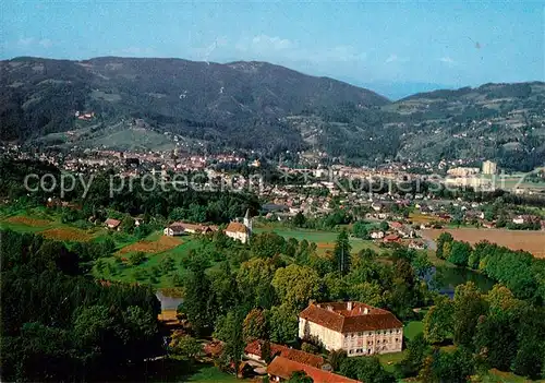 AK / Ansichtskarte Deutschlandsberg Fliegeraufnahme mit Haushaltungsschule St Martin Schloss Frauenthal Deutschlandsberg