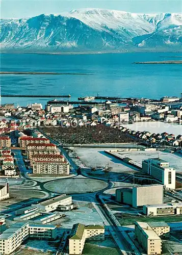 Reykjavik Fliegeraufnahme mit Esjagebirge Reykjavik