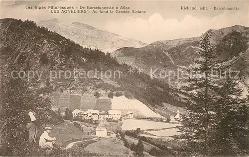 Barcelonnette Panorama des Agneliers au fond la Grande Seolane Alpes Barcelonnette