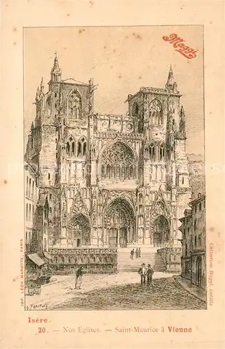 Vienne_Isere Eglise Saint Maurice Dessin Kuenstlerkarte Maggi Werbung Vienne Isere