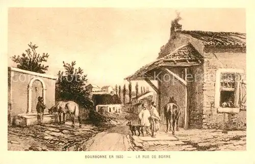 Bourbonne les Bains Rue de Borne Dessin Kuenstlerkarte 