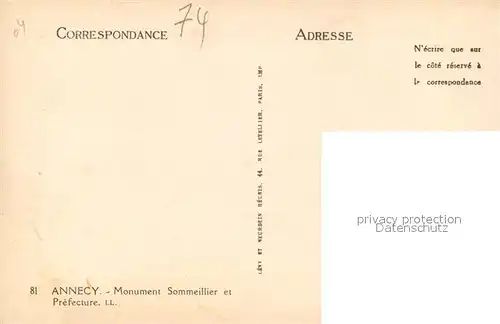 Annecy_Haute Savoie Monument Sommeillier et la Prefecture Monument Annecy Haute Savoie