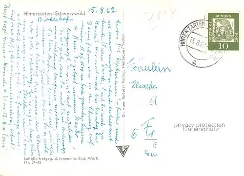 AK / Ansichtskarte Hinterzarten Fliegeraufnahme Hinterzarten