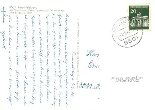 AK / Ansichtskarte Rummelsberg Fliegeraufnahme Stephanus Heim Laurentius Krankenhaus  Rummelsberg