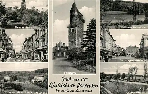 AK / Ansichtskarte Iserlohn Bismarckturm Seilersee Danzturm Rathausplatz Heidebad Iserlohn