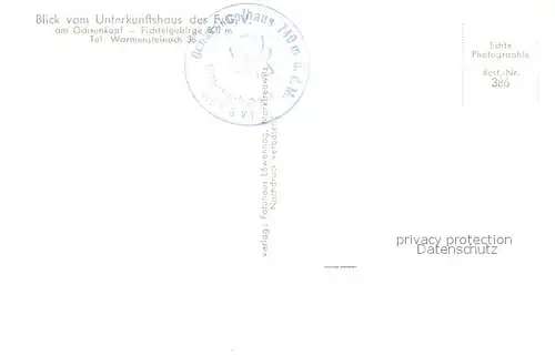 AK / Ansichtskarte Warmensteinach Unterkunftsaus FGV Ochsenkopf Warmensteinach