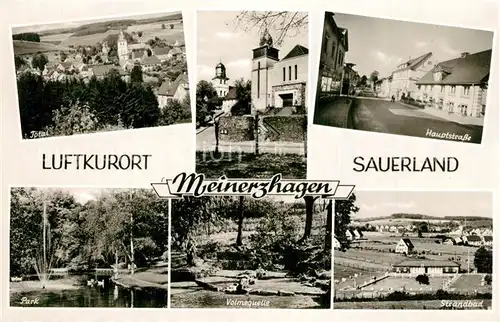 AK / Ansichtskarte Meinerzhagen Volmequelle Strandbad Park Hauptstrasse Meinerzhagen