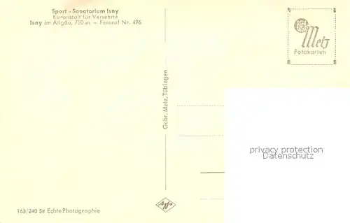 AK / Ansichtskarte Isny_Allgaeu Sport Sanatorium Isny Allgaeu