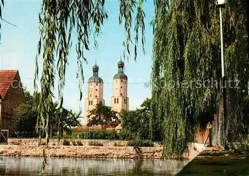Wemding Partie am Wasser mit Kirche Wemding