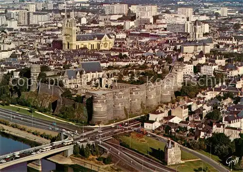 Angers La Maine le pont de la Basse Chaine et le Chateau Vue aerienne Angers