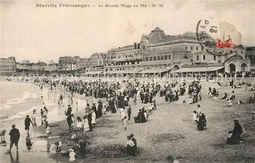 Biarritz_Pyrenees_Atlantiques La grande plage en ete Biarritz_Pyrenees
