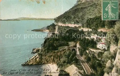 Eze_Alpes Maritimes Cap d Eze et ligne de chemin de fer Cote d Azur Eze_Alpes Maritimes