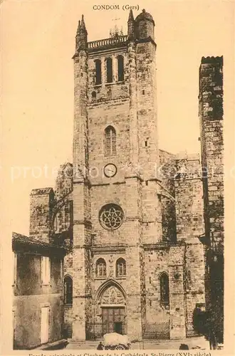 Condom Facade principale et Clocher de la Cathedrale Saint Pierre XVIe siecle Condom