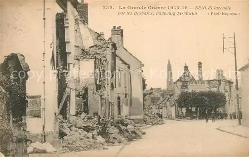 Senlis_Oise Incendie par les Barbares Faubourg St Martin Senlis Oise