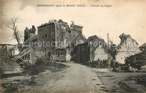 Grivesnes apres la Grande Guerre LAbside de lEglise  Grivesnes