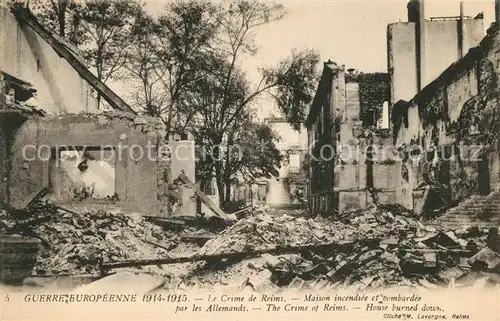 Reims_Champagne_Ardenne La Guerre 1914 15 Maison incendiee et bombardee par les Allemands Reims_Champagne_Ardenne
