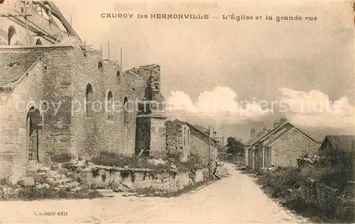 Cauroy les Hermonville Eglise et la grande rue Cauroy les Hermonville